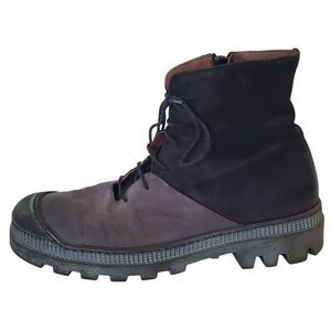 Lofina ankle boots womens size 41/10.5 leather lace up zip Lug Sole Handcrafted